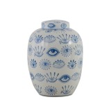 POT LID WHITE BLUE CERAMIC MYKONOS 23